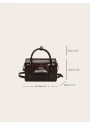 Stylish Vintage Women Handbag New High End Crossbody Bag Unique Design PU Flap Small Square Bag Casual Minimalist Solid Color For Work Commute Large Capacity Shoulder Bag For Daily Use Outing Party