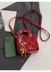 وشاح حريري فاخر مصمم ذو نقشة جميلة، شنطة يد متميزة للربيع والصيف، تصميم فريد بتطريز شكل ألماس وقلب على شكل شبك