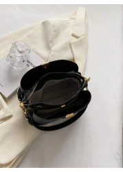 حقيبة نسائية أنيقة عصرية ذات لون أحادي وحزام عريض من جلد البولي يوريثان مع حزام كتف