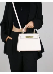 حقيبة يد نسائية فاخرة لعام 2025، حقيبة صغيرة أنيقة بملمس السعف، حقيبة كيلي، حقيبة للذهاب إلى العمل والتنقل، حقي