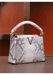 1pc Medium Size PU Leather Snake Pattern Handbag Adjustable Strap Suitable For Daily Use Or As Elegant Gift For Female Friends Sisters Mothers Bag For Women Elegant Luxury