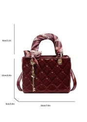 2024 New Burgundy Red Diamond Pattern Handbag Compact And Elegant High End And Atmospheric Crossbody Shoulder Bag Christmas Gift Perfect For Travel And Parties Best Mothers Day Gifts Women