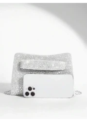 SHEIN BAE Women s Party Clutch Bag For Evening Party Club Holiday Christmas Versatile Sparkling Rhinestone Decor Multi Occasion Use Tready Party Bags Perfect For Party Wedding Prom Dinner Banquet Esse