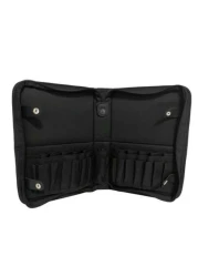 1Pc Professional Makeup Artist Folding Zipper Brush Holder With Spacious Interior Large Capacity PU14 Holes Canvas 29 Holes Cosmetic Standing Pouch With Portable Beauty Storage Bag Makeup Brush Organi