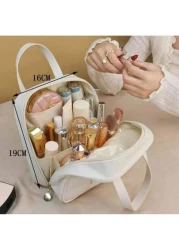 قطعة واحدة حقيبة مكياج متعددة الطبقات قابلة للفصل - ذات سعة كبيرة من قماش PU مقاوم للماء مع حقيبة فرش مكياج قابل