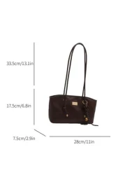 1pc Pu Solid Color Bowling Bag Large Capacity Tote Bag New Fashion Vintage Shoulder Bag Quilted Zipper Closure Suitable For Women Daily Use