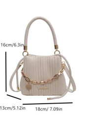 Mini Pleated Bucket Bag With Chain Decor