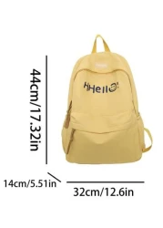New Solid Color Large Capacity Letter Printed Backpack Fashionable And Versatile Casual Student Classroom Commuter Backpack Unisex