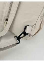 Solid Color Nylon Mini Backpack Unisex Multipurpose Handheld Shoulder Bag Suitable For College Students Zipper Closure Daily Wear