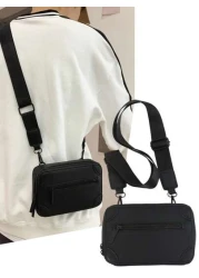 peach tree 1pc Fashionable Solid Color Mini Box Shoulder Bag PU Leather Casual Asymmetrical Neck Messenger Bag Peach Tree Minimalist Solid Color Men Crossbody Bag Geometric Square Box Waterproof Trave