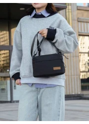 Casual Nylon Crossbody Bag Shoulder Bag Adjustable Strap Waterproof Zipper Single Strap Bag With Multiple Pockets Solid Color Polyester Lining