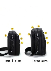 حقيبة كتف رجالية قطعة واحدة ، حقيبة عبر الجسم قماش أكسفورد عادي متعددة الطبقات ، حقيبة للجانب للرجال ، حقيبة م