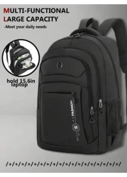 Leisure Sports Style Nylon Backpack Can Hold 15 6In Computer Bag Large Capacity School Bag Lightweight Multi Functional Travel Bag Convenient Storage Day Bag Fashion Business Trip Bag Suitable For Stu