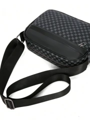 New Black PU Printed Sophisticated Men Sling Bag Dark Style Small Pouch Bag For Business Commute Travel Phone Holder Fashion Casual Outdoor Fitness Cycling Street Shoulder Bag Gift Adjustable Strap Zi