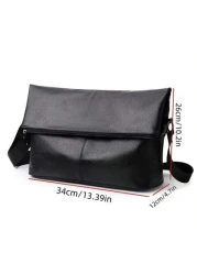 New Men s Commuter One Shoulder Diagonal Crossbody Bag Lightweight PU Soft Leather Small Bag Minimalist Design Foldable High End Handbag
