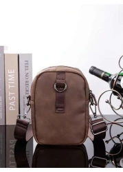 Men s New Phone Bag Korean Style Leather One Shoulder Messenger Bag Outdoor Casual Mini Waist Hanging Bag Flap Cover Square Bag In Cowhide Leather