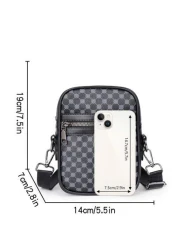 1pc Retro Men s Shoulder Bag Side Pocket Messenger Bag Casual Crossbody Bag Multi Functional For Commute PVC Black Simple Design Gift For Boyfriend Fashion