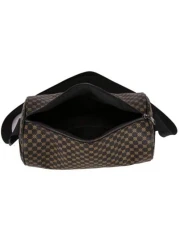 حقيبة دلو مطبوعة بنمط المربعات من البولي يوريثان، حقيبة كتف محمولة متعددة الاستخدامات مناسبة للعمل والتسوق و