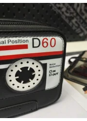 peach tree Multifunction Men Messenger Bag Retro Radio Cassette Recorder Shoulder Bag Casual Simple PU Waterproof Square Bag For Travel Outdoor Gift For Young Men Father Halloween Christmas