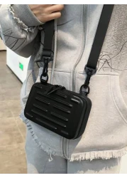 Crossbody Bag Shoulder Bag Square Bag Hard Shell Box Bag Black Bag White Bag Water Proof Summer Valentines Crossbody Sling Vacation School Carry On PU Leather Black Dad Bag Students Bag Cool Minimalis