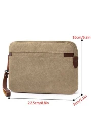 1 Pc Casual Canvas Men Clutch Wrist Bag With Faux Leather Wallet Men Handbag Clutch Bag Long Wallet Coin Purse Phone Bag For Travel And Business Multi Colors Available Purse Essentials