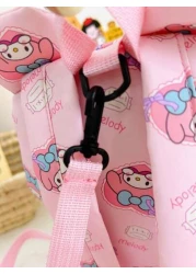 Sanrio KT Cat Nylon Kids Backpack Cute Mini Girls Bag Lightweight Cartoon Pattern Pouch Zipper Closure Kitty Dog Little Girl Schoolbag Suitable Gift Bag For Friends Gathering Travel Bag For Outing