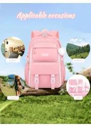 1pc Large Capacity Purple Pink Girl s Backpack Ideal For School Outdoor Trips Lightweight Comfortable Multi Purpose With Pendant Perfect Birthday Gift For Girls Must Have For Back To School