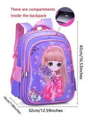 1pc Cute Easter Bunny Backpack Adorable Princess School Bag Cartoon Bookbag Large Capacity Student Backpack