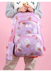Capybara Student Backpack For Middle School And High School Girls With Camouflage Print Large Capacity Leisure Double Shoulder Bag For Primary School Students