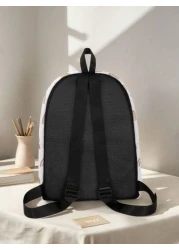 1pc Backpack With Colorful Paw Print Pattern Zipper Closure Pockets Backpack Suitable For Boys And Girls Daily Use For School And Outings