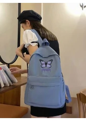 1 حقيبة ظهر للعودة إلى المدرسة، حقيبة بطبعة فراشة طازجة وحلوة، خفيفة الوزن وسعة كبيرة، مناسبة للدراسة اليومية