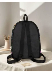 1pc Floral Print Backpack Zipper Closure With Pockets Stylish Backpack For Boys And Girls Suitable For School Outings And Daily Use