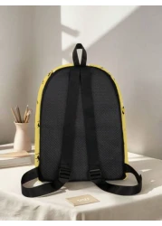 1pc Cute Duck Pattern Pocket Backpack Zipper Closure Pocketed Backpack Stylish For Boys And Girls Suitable For School And Outdoor Activities