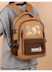 1 Pc Cute Capybara Pattern Color Contrast School Bags For Teens Large Capacity Lively Student Bag With Multi Pockets Fashionable School Bag Practical Handbag Personality Lightweight School Backpack