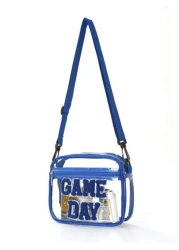 1pc Kids Cute Fashion Tpu Transparent Crossbody Bag Chenille Letters Embroidery Game Day Adjustable Shoulder Strap Zipper Closure Waterproof Simple Style Suitable For Going Out And Daily Commuting Hol