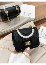 1pc Pu Twist Lock Fashion Sweet Princess Style Dopamine Color Matching Solid Color Handbag Niche Design Play Comfortable Chain Smooth And Versatile Not Picky Shoulder Crossbody Bag Suitable For Daily