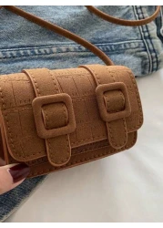 1pc Girl Frosted Indentation Mini Square Bag Fashion Cross Body Red Envelope Casual Lightweight Play Comfortable Fabric Suitable For Daily Outing Play School Commuting Use For Friends The Perfect Gift