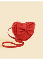 1pc Kids Girls Fashion Heart Bowknot Crossbody Bag Girls Mini Coin Purse