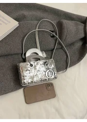 New Sequin European And American Style Pendant Chain Handbag Crossbody Bag Phone Pouch Mini Square Bag