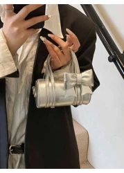 Fashion Bow Mini Handbag Solid Color Cute Small Crossbody Bag Lipstick Pouch