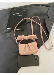New Fashion Mini Cloud Shape Bow Decor Handbag Super Small Square Crossbody Bag Lipstick Pouch Evening Party Bag