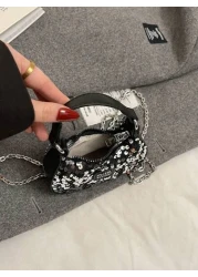 Fashionable Sparkling Mini Handbag Cute Crossbody Bag Adorable Mini Shoulder Bag Essential Holiday Gift