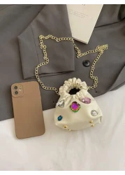 New Mini Cloud Bag Princess Diamond Handbag Clutch Shoulder Bag Diamond Evening Bag