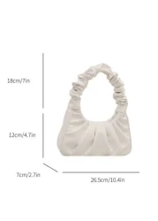 1pc Handbag Pu Magnetic New Style Pure Color Simple Ruffles Sweet Style Niche Design Fashion A Variety Of Colors Available Sufficient Capacity And Comfortable Touch Can Hold Mobile Phones Cosmetics An