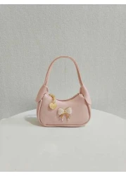 حقيبة يد مزينة بعقدة اللؤلؤ للأطفال، حقيبة كتف هدية فاخرة عصرية للبنات، محفظة صغيرة أميرة