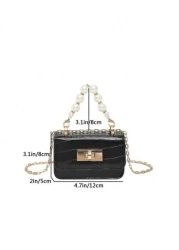 1pc Crocodile Pattern Jelly Bag Children s Handbag Coin Purse Pearl Crossbody Small Bag Exquisite And Fashionable Pearl Handbag Small Square Bag Suitable For Girls To Go Shopping Daily Use Attend Part