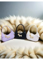 Rhinestone Pearl Bow Decor Girls Handbag New Autumn Winter Fashion Kid s Mini Bag Princess Style Coin Purse Cute Tote Bag Christmas Gift Birthday Present Candy Bag Lipstick Case Accessory Pouch Snack