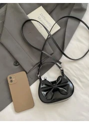 New Bowknot Mini Semi Circle Handbag Fashion Crossbody Bag Bowknot Super Small Lipstick Pouch Bowknot Coin Purse