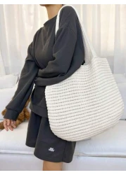 ENBEI Lightweight Casual Women s Minimalist Large Capacity Hollow Out Woven Shopping Bag Crochet Bag Mothers Day Gift For Mom Large Capacity Tote Bag For Travel School Bag