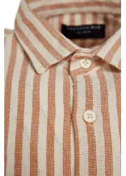  Collection Premium Stone Regular Fit Striped Textured Linen Look Shirt Tmnss23Go00062